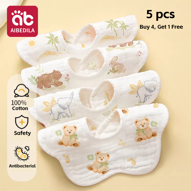 Printed Bibs Pack - Набор из 5 детских муслиновых слюнявчиков-бандан,