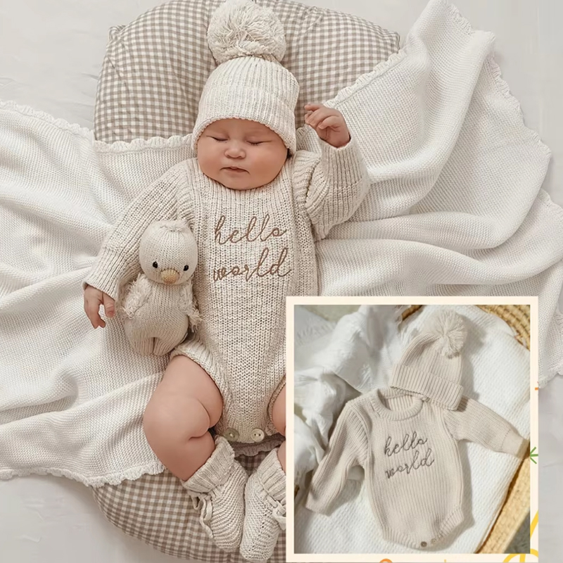 Baby Clothing Accessories - Ylsteed Hello World вязаный комбинезон для